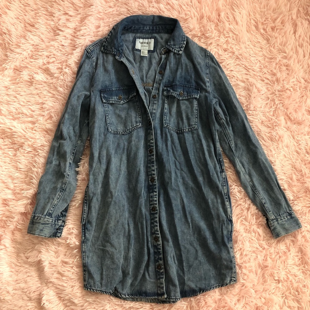 F21 Button Down Denim Dress